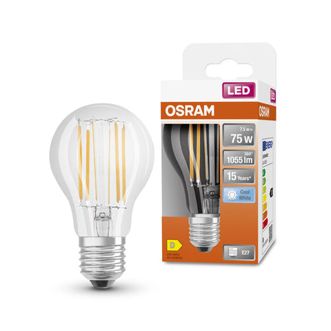 Lampada OSRAM Retrofit Classic A LED (ex 75W) 7.5W / 4000K luce bianca fredda E27