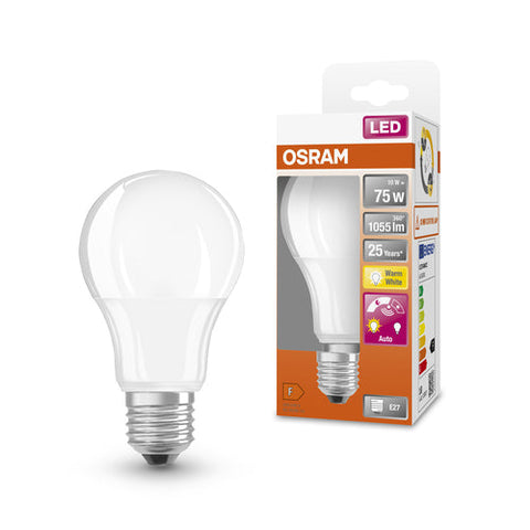OSRAM LED DAYLIGHT Sensor Classic A Lampada LED opaca (ex 75W) 10W / 2700K bianco caldo E27