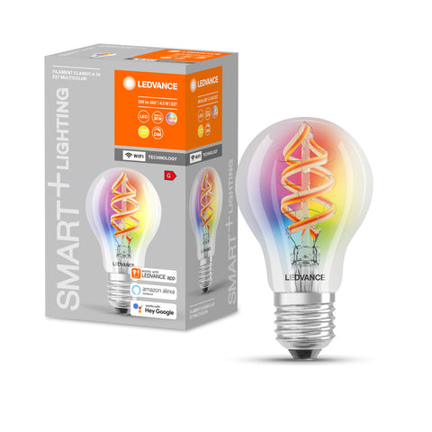 LEDVANCE Wifi SMART+lampada a filamento LED dimmerabile, RGB e colore della luce variabile E27