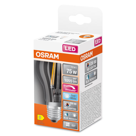 OSRAM Lampe LED dimmable LED SUPERSTAR+ CL A FIL 75 dim 7.5W/940 E27 CRI90 BOX