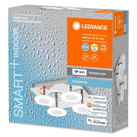 LEDVANCE Wifi SMART+ ORBIS WAVE Plafoniera LED per bagno 30x30cm tunable white 26W / 3000-6500K