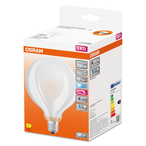 OSRAM Dimmable FILAMENT LED lampe LED SUPERSTAR+ CL GLOBE95 GL FR 100 dim 11W/940 E27 CRI90 BOX