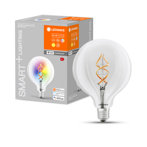 LEDVANCE Wifi SMART+ lampadina LED filamento Globe125 30 RGBW multicolore (ex 60W) 4.5W E27