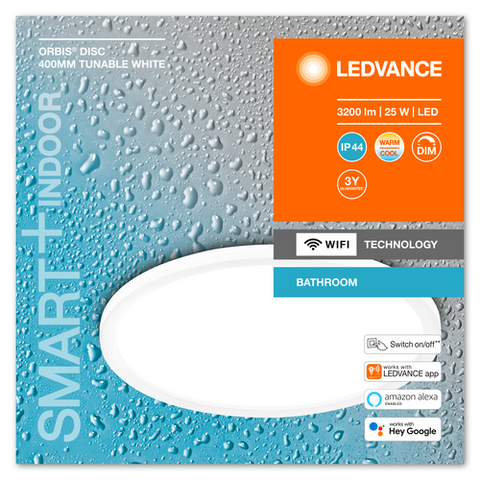 LEDVANCE Wifi SMART+ ORBIS DISC Plafonnier LED salle de bain 40cm accordable blanc 25W / 3000-6500K