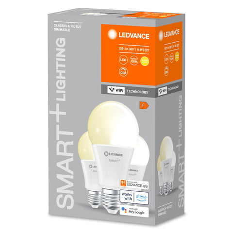 Ampoule LED LEDVANCE WIFI SMART+, blanc, 14W, 1521lm, E27, pack de 3