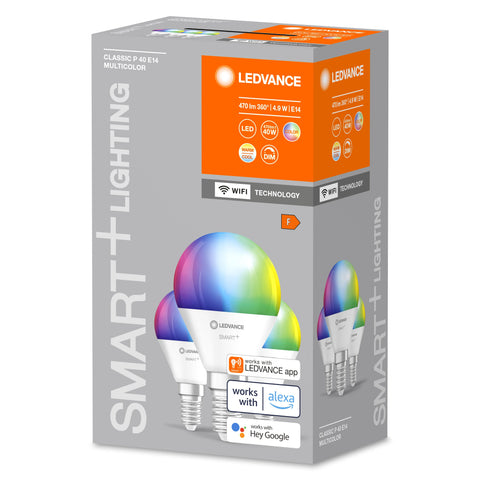 Ampoule LED LEDVANCE WIFI SMART+, RVB, 4,9W, 470lm, E14 pack de 3
