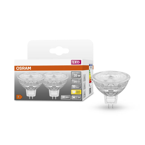Lampada LED OSRAM Star Reflector per attacco GU5.3, vetro trasparente, bianco caldo (2700K), 345 lumen, sostituzione delle tradizionali lampade da 35W, non dimmerabile, confezione da 2