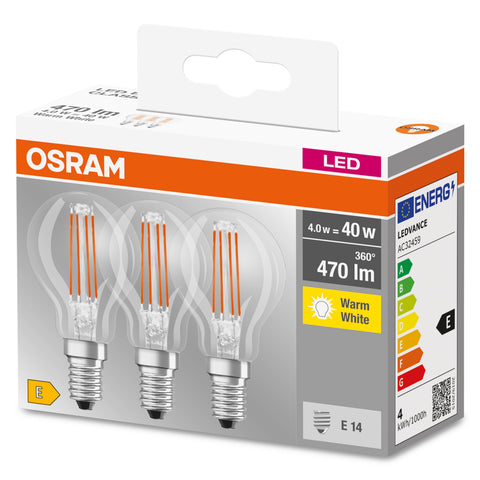 OSRAM LED Base Lampe LED classique (ex 40W) 4W / 2700K 3-pack E14