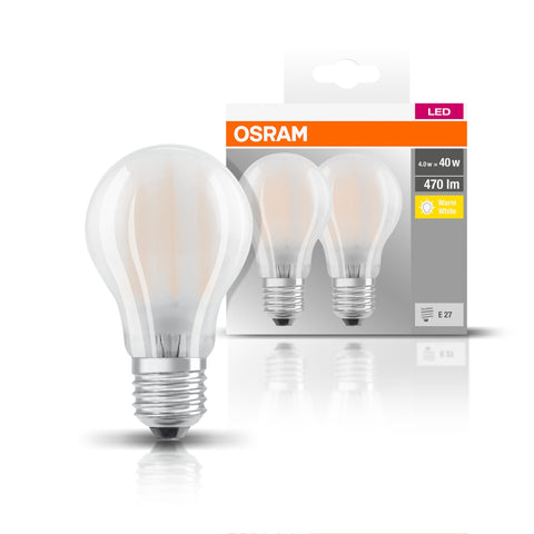 Lampada LED OSRAM, attacco: E27, bianco caldo, 2700 K, 4 W, ricambio per lampadina da 40 W, smerigliata, LED BASE CLASSIC A