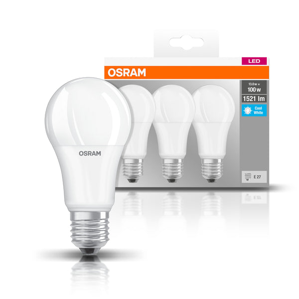 OSRAM LED Base Lampada LED opaca (ex 100W) 13W / 4000K bianco freddo E27  pacco da 3