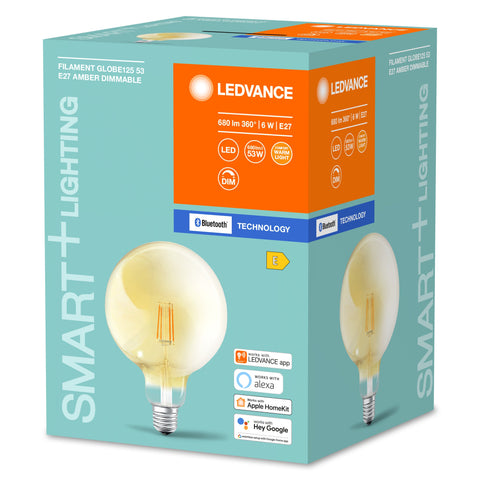 LEDVANCE Bluetooth SMART+ Filament Globe Lampada LED dimmerabile (ex 55W) 6W / 2400K bianco caldo E27