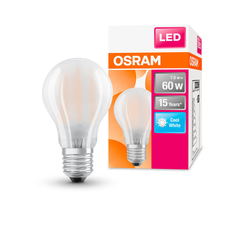 OSRAM Retrofit Classic A Lampada LED opaca (ex 60W) 6.5W / 4000K bianco freddo E27